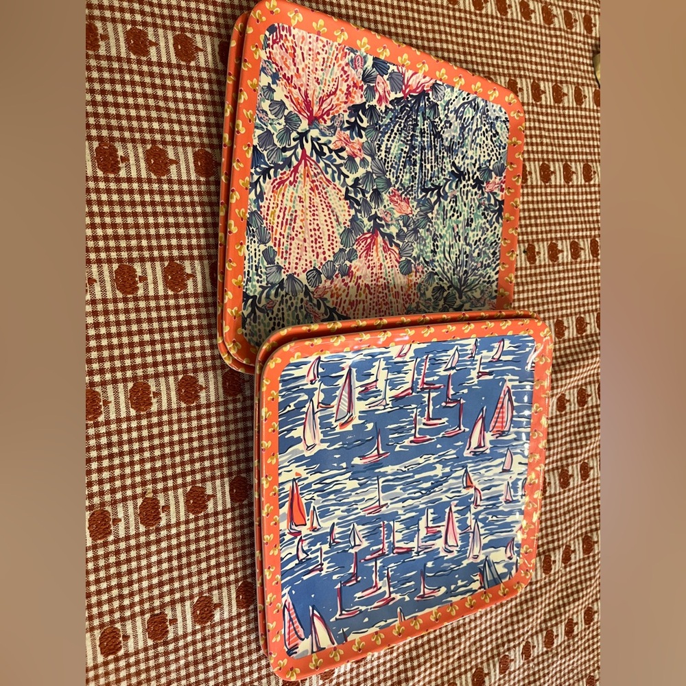 Lilly Pulitzer Melamine Square 8.5in Plate Set of 4